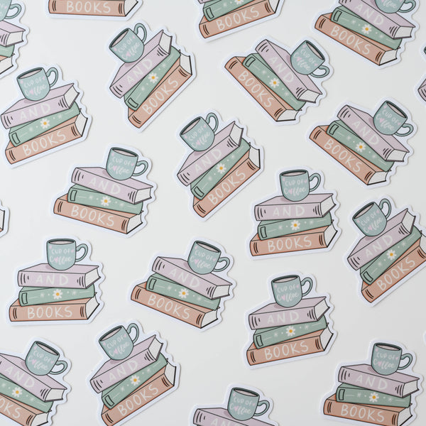 Cup of Coffee & Books Sticker